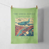 Thumbnail for VINTAGE G4031 - The Aerial Survey - Designed Towels design on lightgreen
