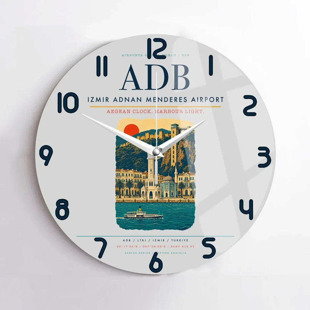 Izmir Adnan Menderes Airport ADB Wall-Clock No-Frame - Light Gray