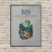 Thumbnail for Bismarck Municipal Airport BIS - Canvas Framed - Light Gray