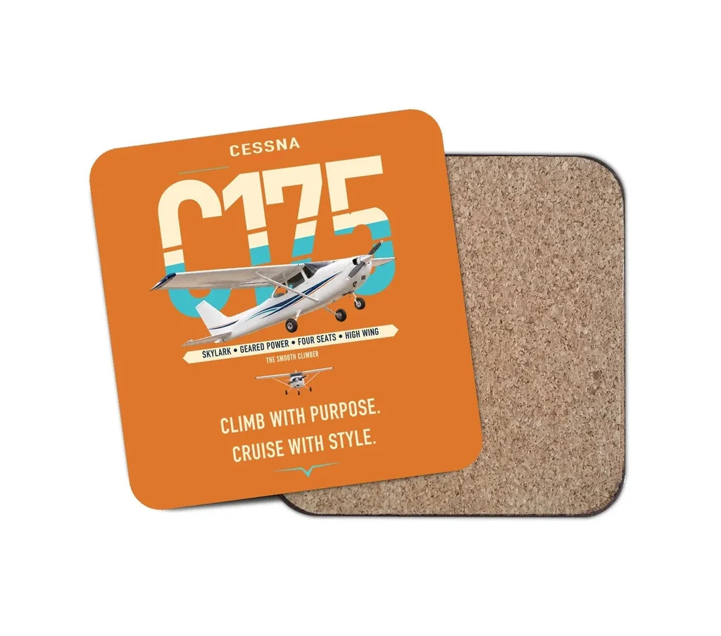 Cessna 175 Skylark design on orange 1 piece coaster