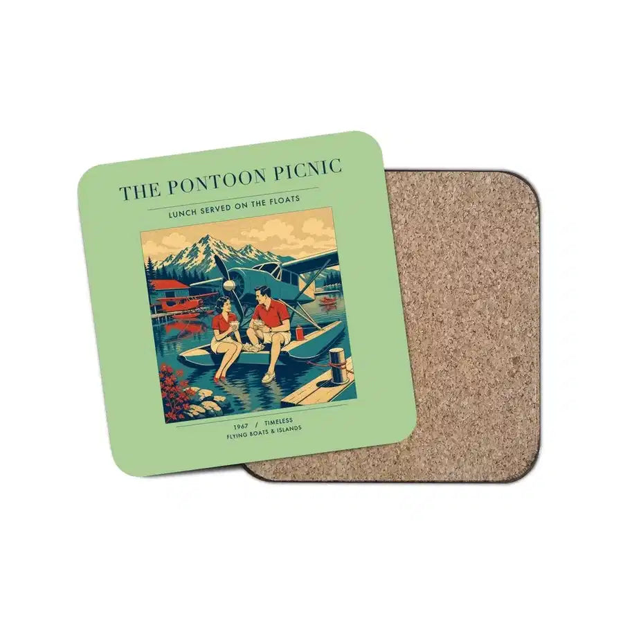 The Pontoon Picnic - Designed Coasters design on light green 1-piece
