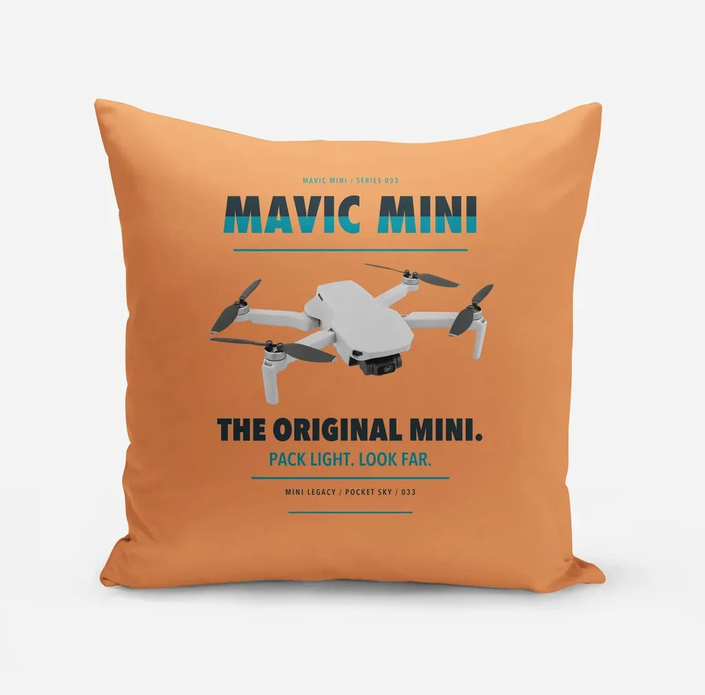 DJI Mavic Mini design on orange pillow