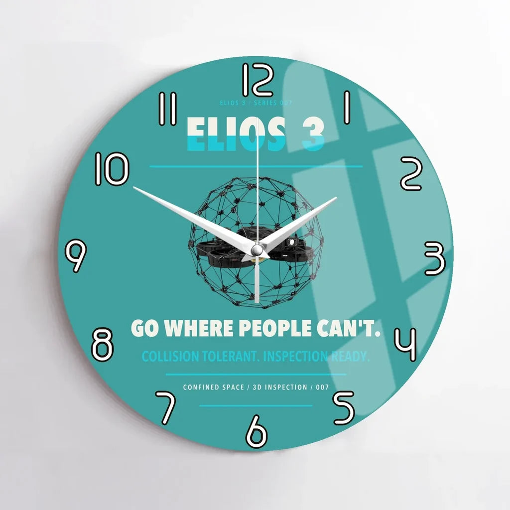 Flyability Elios 3 design on turquoise no frame wall clock