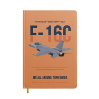 Thumbnail for F-16C Fighting Falcon See All Around Turn Inside design on orange notebook