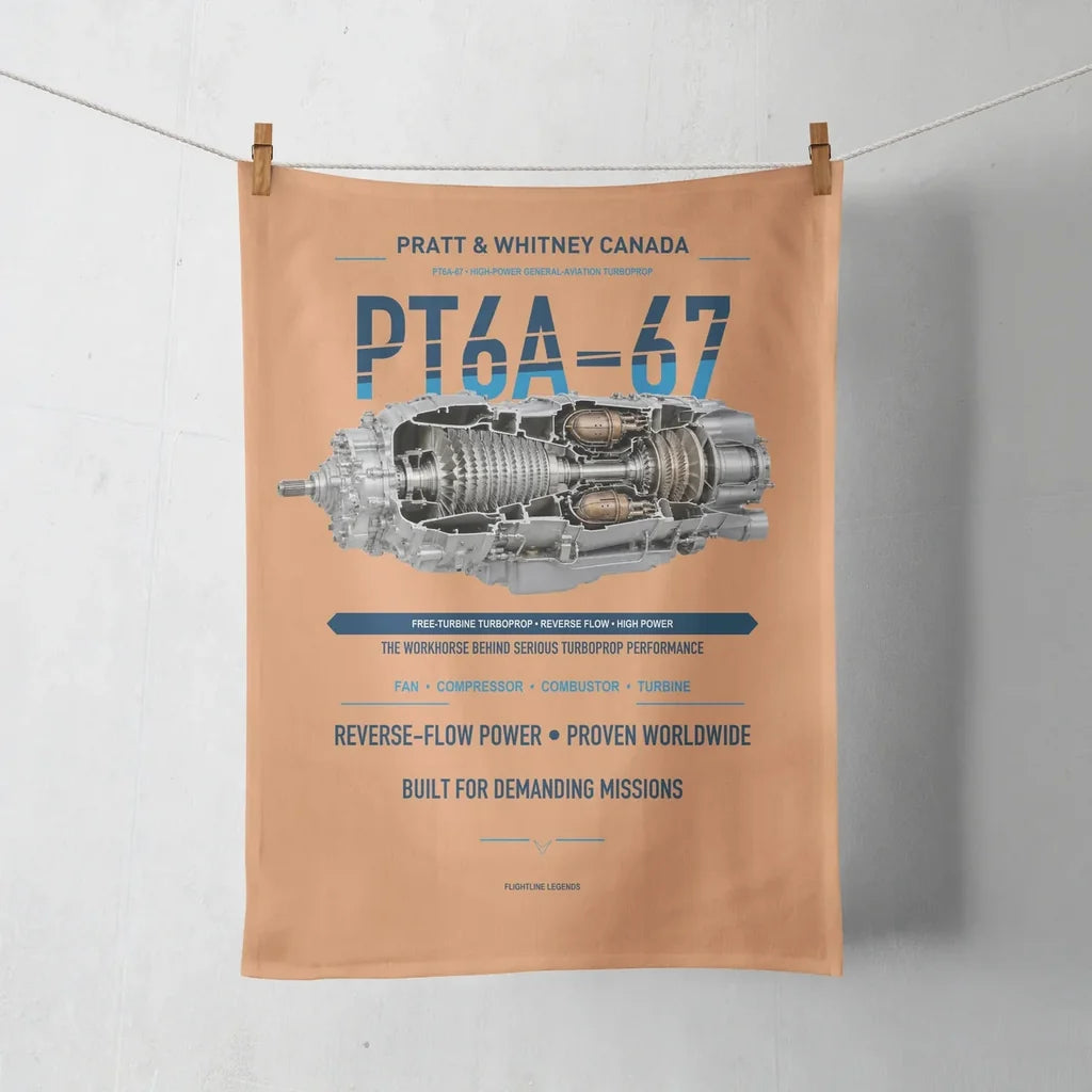 PT6A-67 design on orange towel