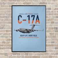 Thumbnail for C-17A Globemaster III vertical canvas print - framed - light blue background