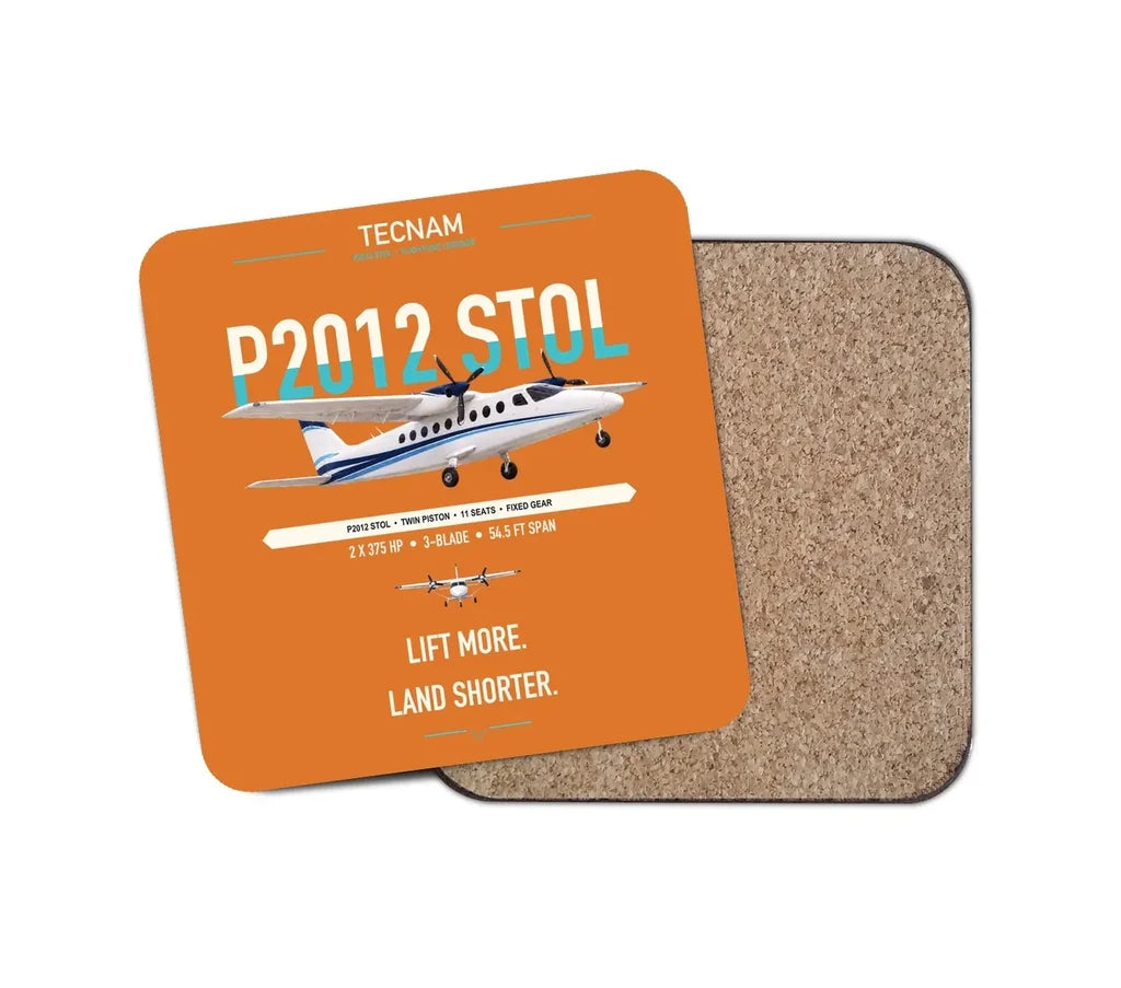 Tecnam P2012 STOL design on orange 1 piece coaster