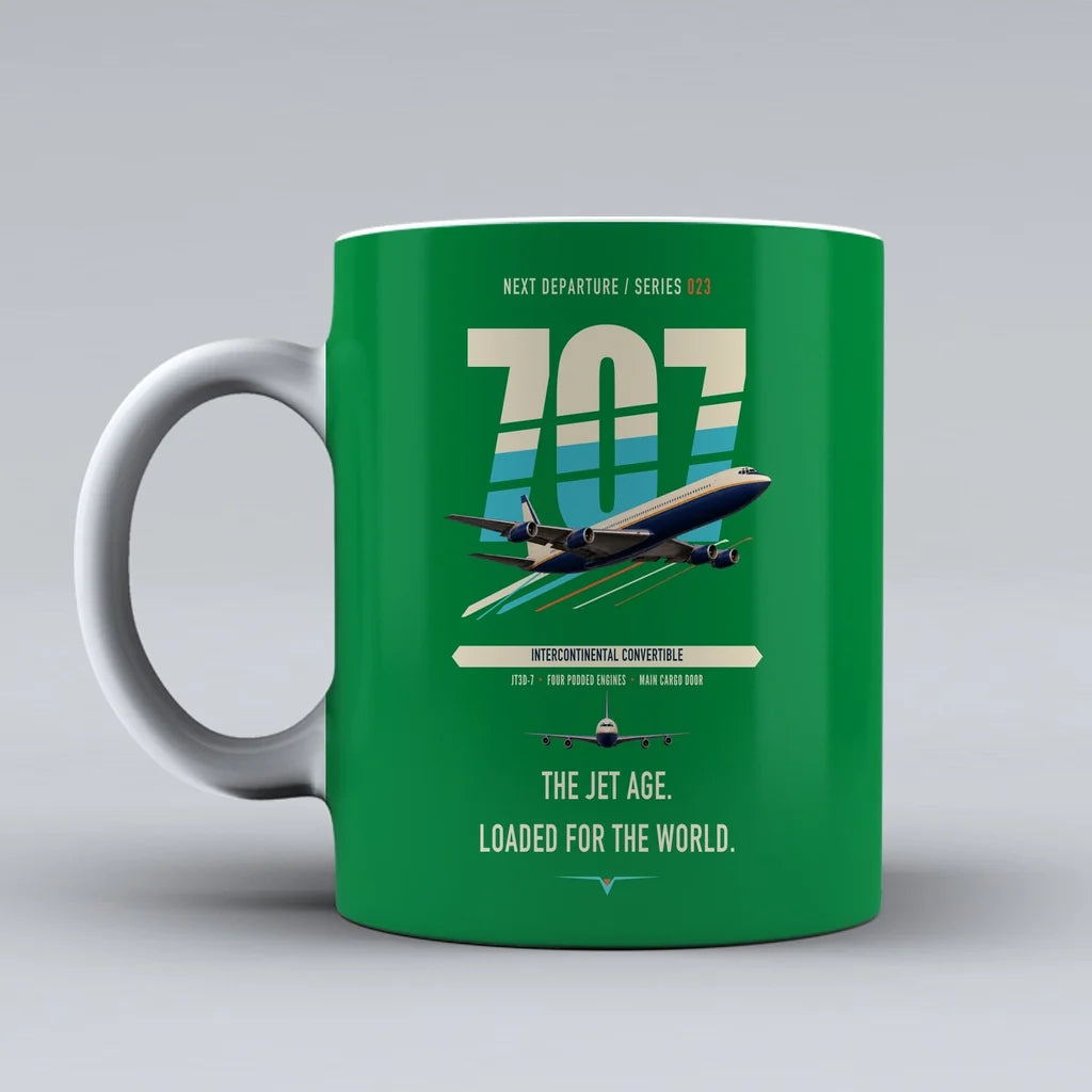 Boeing 707-320C double-side print on green ceramic mug