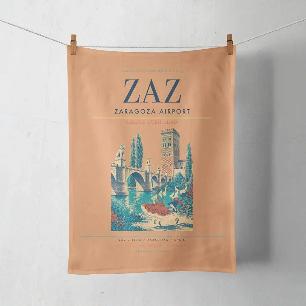 Zaragoza Airport (ZAZ) design on orange towel