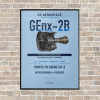 Thumbnail for GEnx-2B vertical canvas print - framed - light blue background