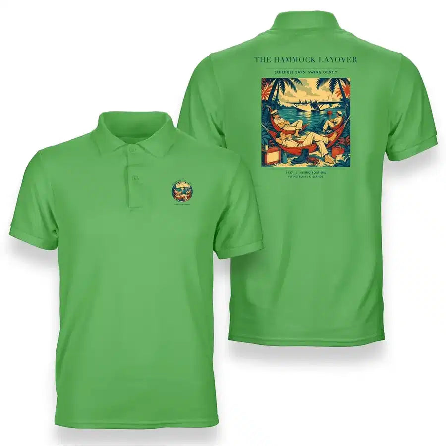 VINTAGE G4408 - The Hammock Layover - Double-Side Polo T-Shirt design on lightgreen