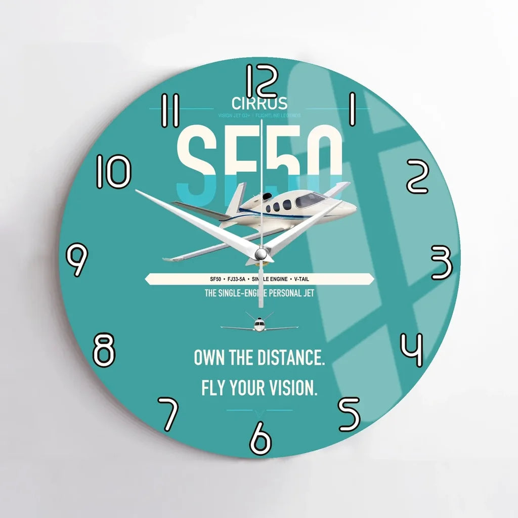Cirrus Vision Jet G2+ design on turquoise no frame wall clock