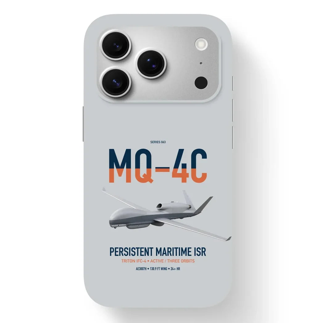 MQ-4C Triton IFC-4 design on light gray magsafe iphone case, for iPhone 17 Pro