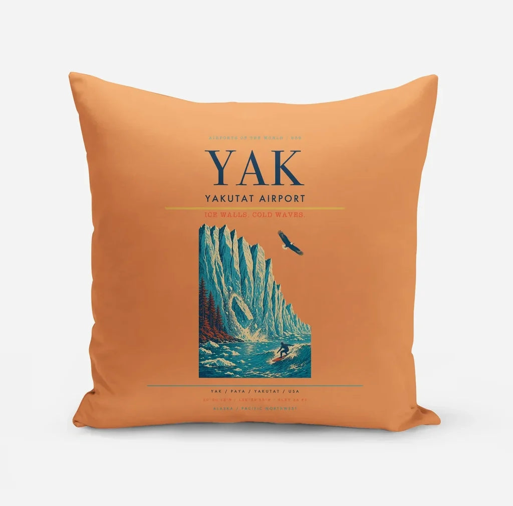 Yakutat Airport (YAK) design on orange pillow
