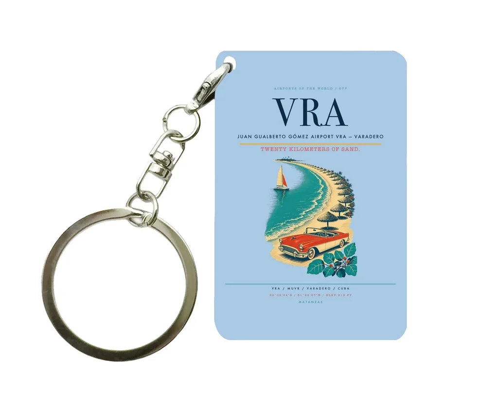 Juan Gualberto Gómez Airport (VRA) design on light blue key chain