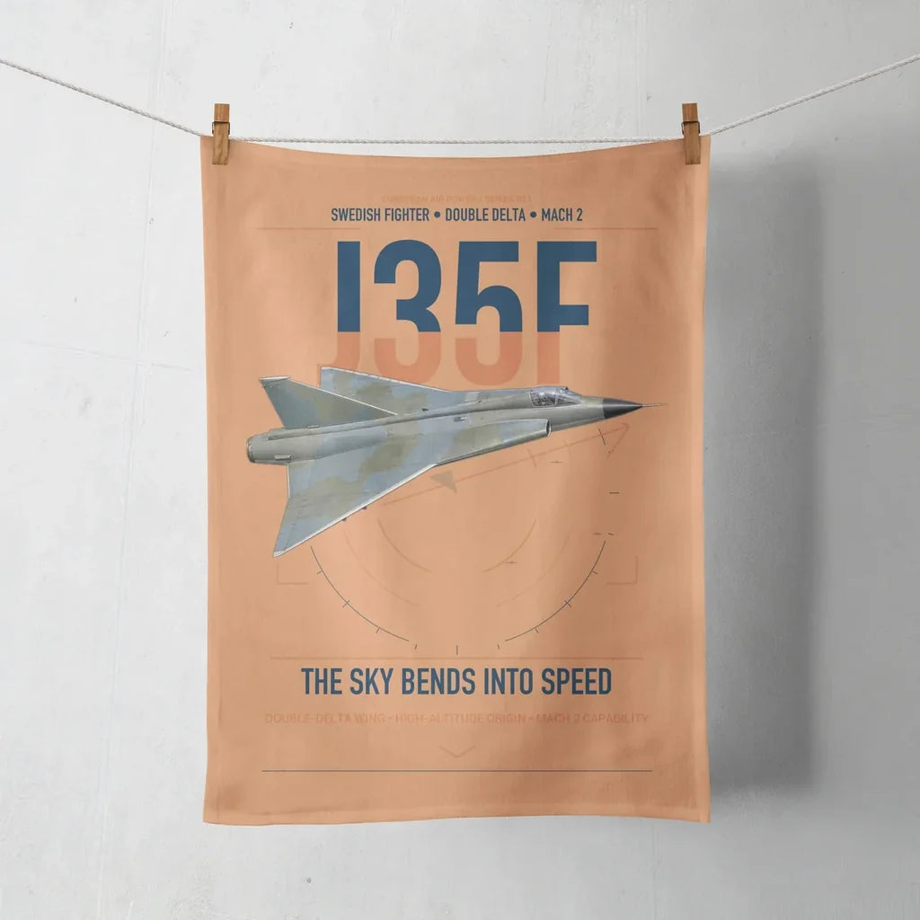 Saab J 35F Draken design on orange towel