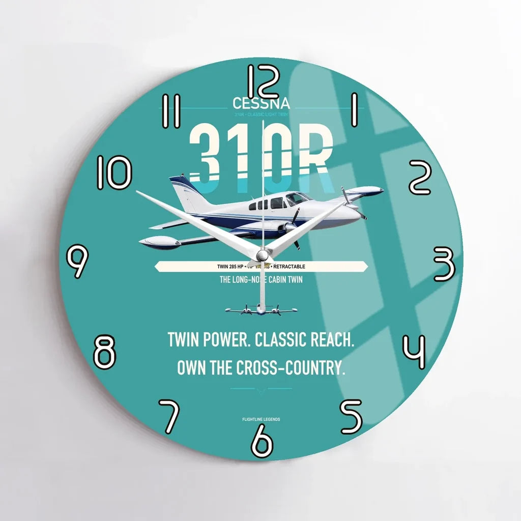 Cessna 310R design on turquoise no frame wall clock