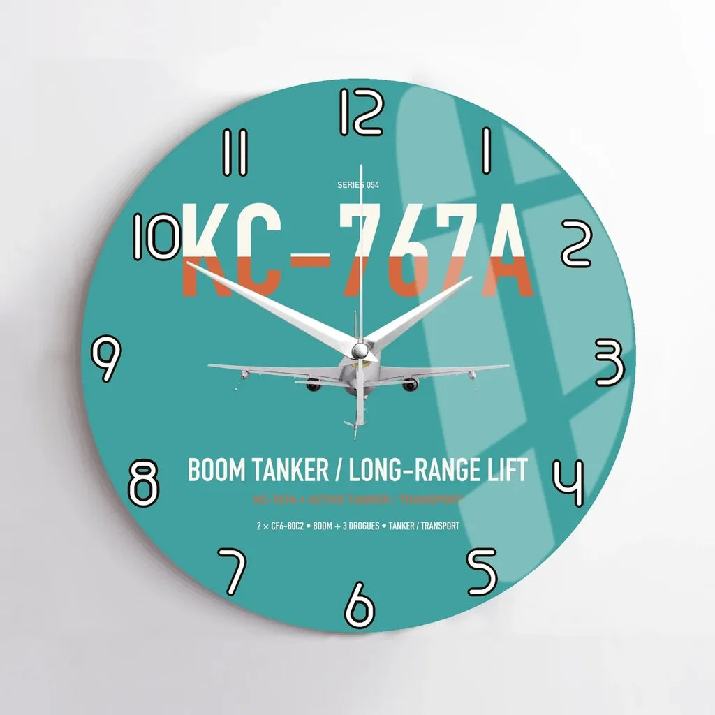 Boeing KC-767A design on turquoise no frame wall clock