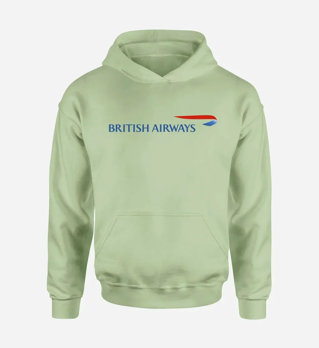 British Airways Airlines logo printed on light green hoodie
