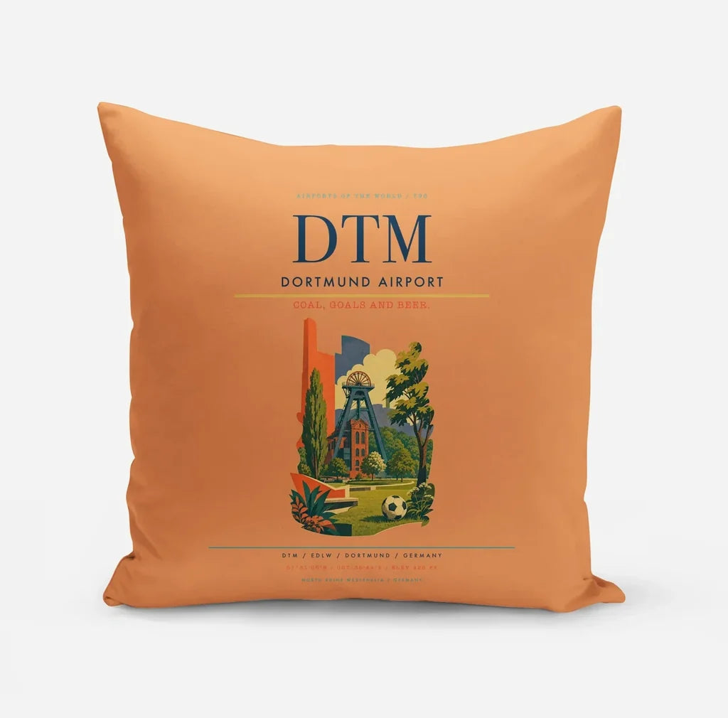 Dortmund Airport (DTM) design on orange pillow