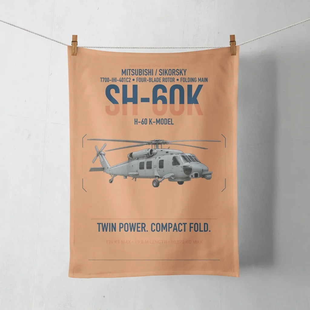 Mitsubishi Sikorsky SH-60K design on orange towel