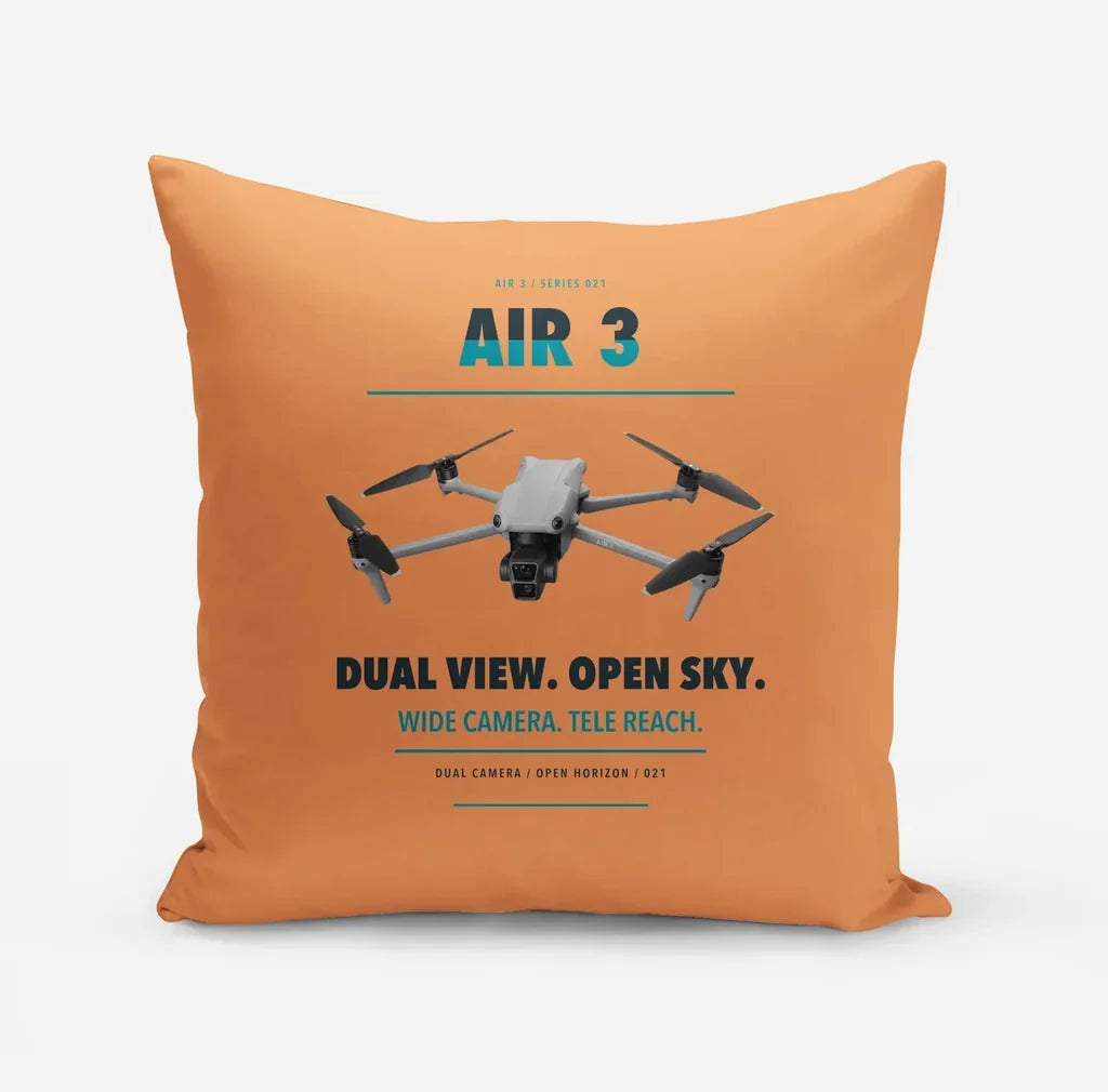 DJI Air 3 design on orange pillow