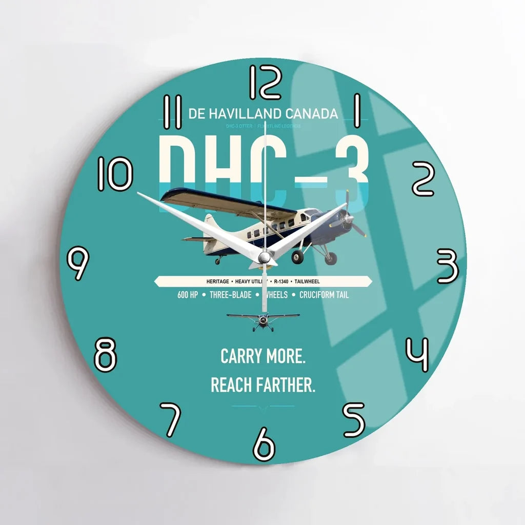 DHC-3 Otter design on turquoise no frame wall clock