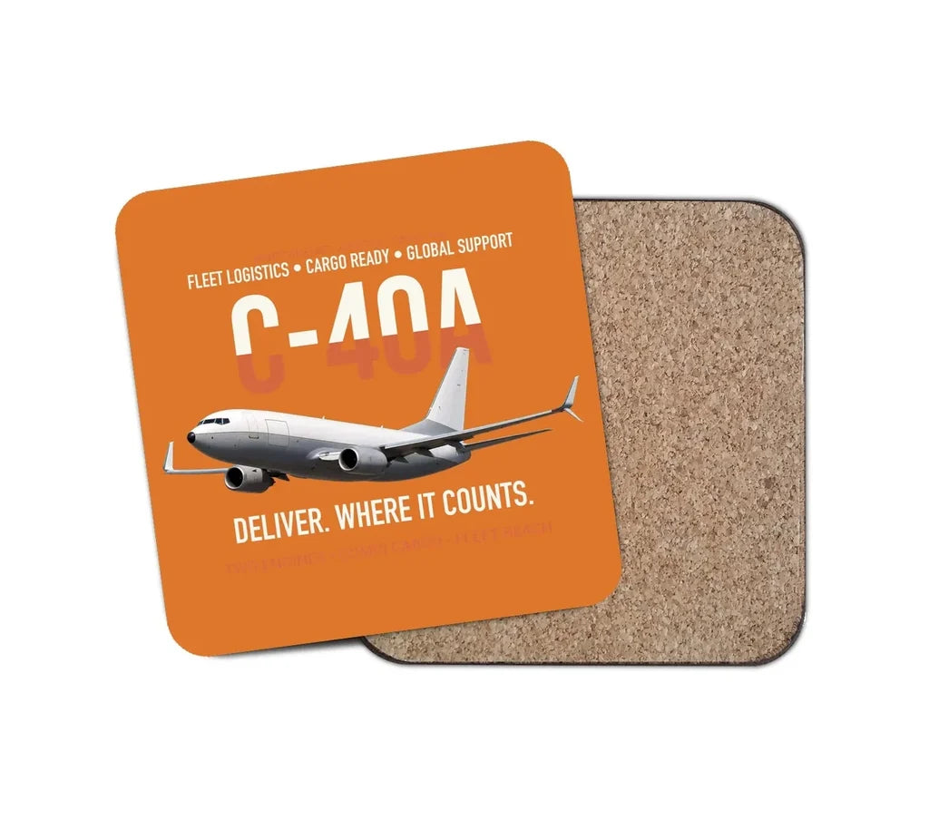 C-40A Clipper Fleet Logistics Ready design on orange 1 piece coaster