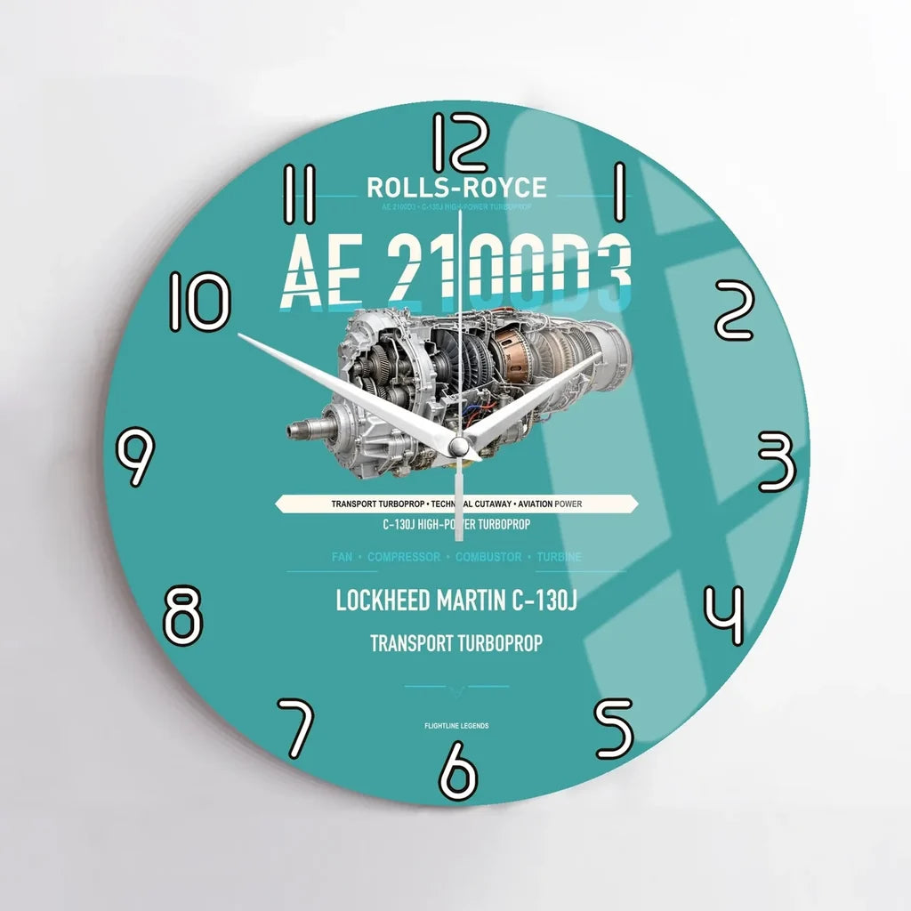 AE 2100D3 design on turquoise no frame wall clock