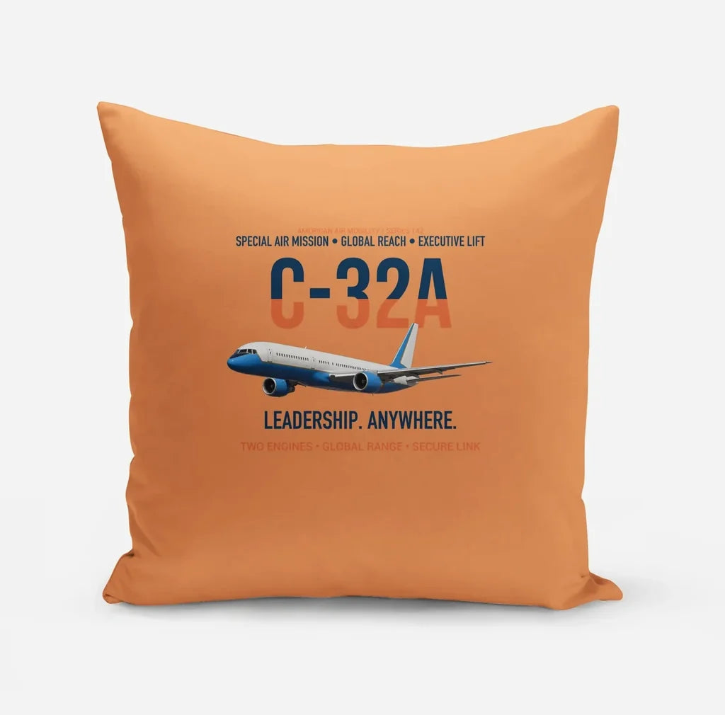 C-32A Air Force Two Global Reach design on orange pillow