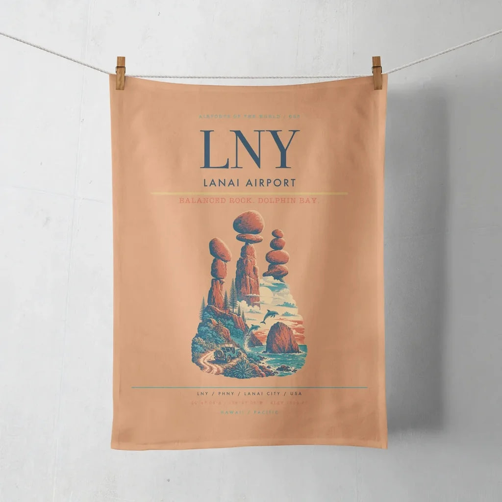 Lanai Airport (LNY) design on orange towel
