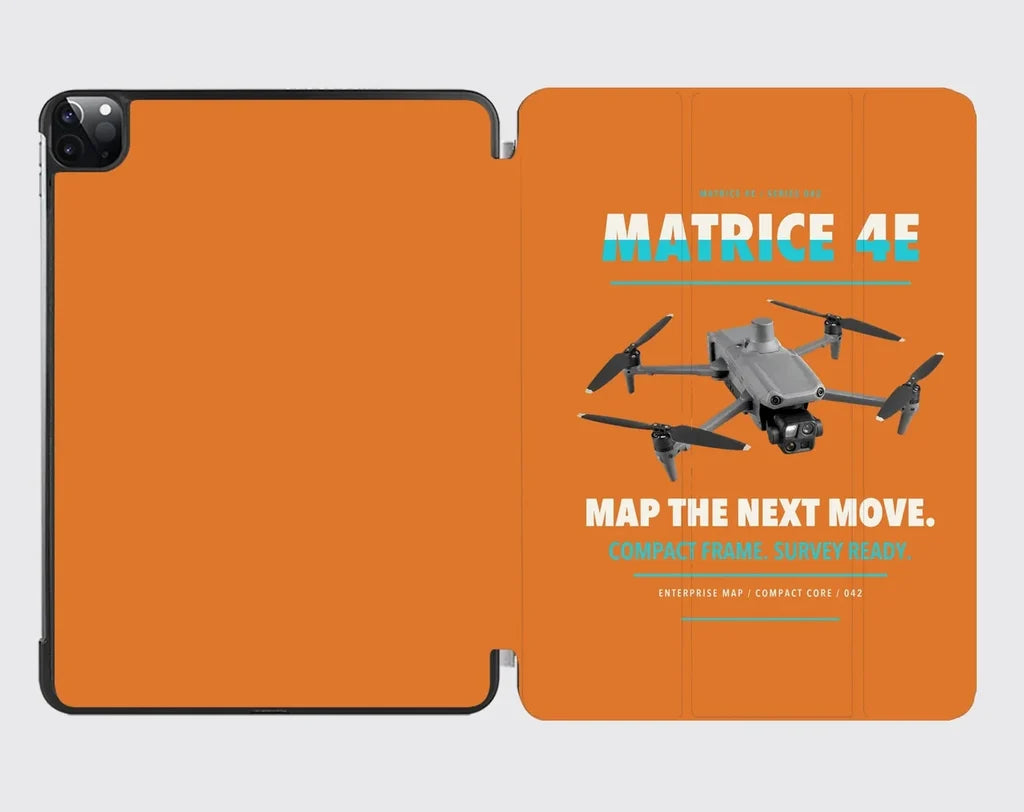 DJI Matrice 4E design on orange ipad tablet case
