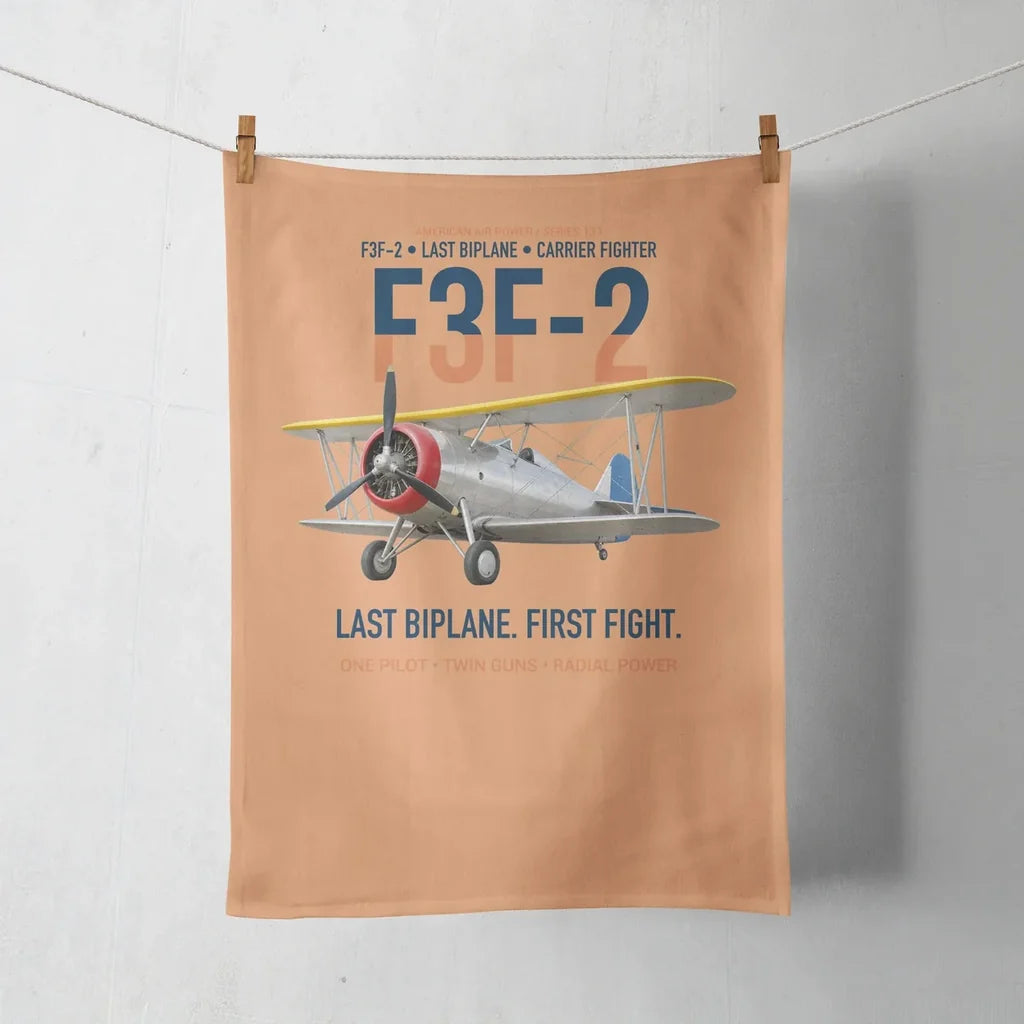 F3F-2 Last Biplane First Fight design on orange towel