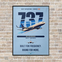 Thumbnail for Boeing 737-800 NG vertical canvas print - framed - light blue background
