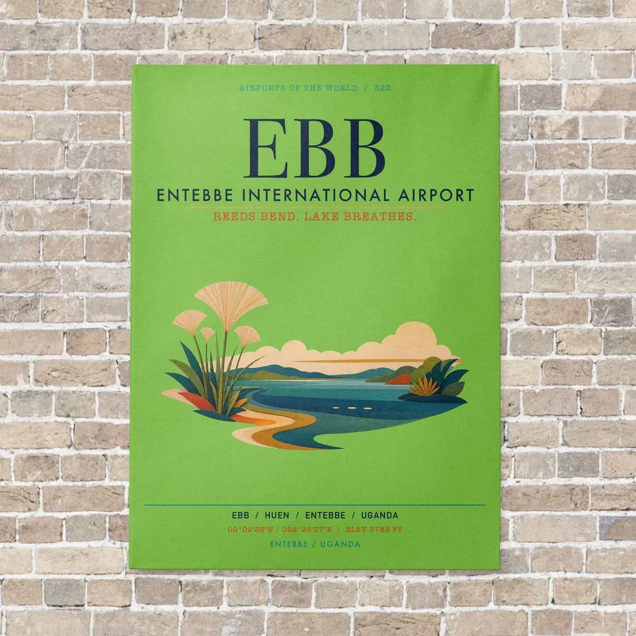 Entebbe International Airport EBB vertical canvas print - no frame - light green background