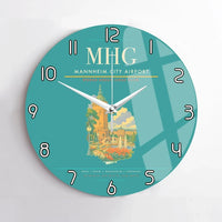 Thumbnail for Mannheim City Airport (MHG) design on turquoise no frame wall clock