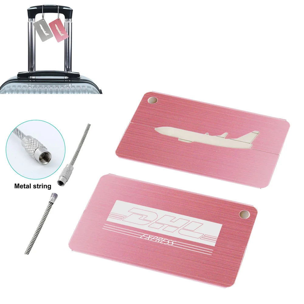 DHL Aviation Aluminum Airplane Luggage tag in purple