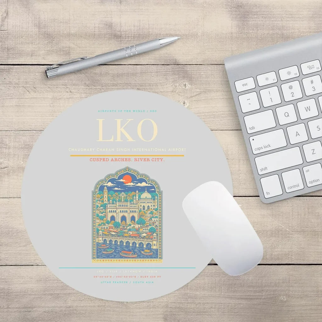 Chaudhary Charan Singh International Airport LKO Mouse-Pad Round - Light Gray