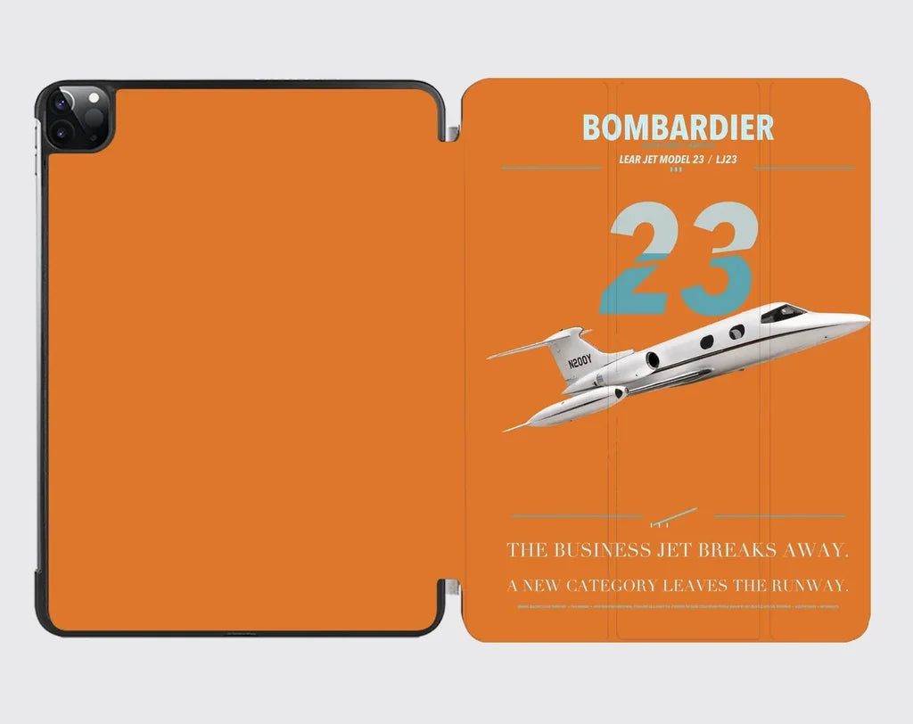 Bombardier Learjet 23 design on orange ipad tablet case