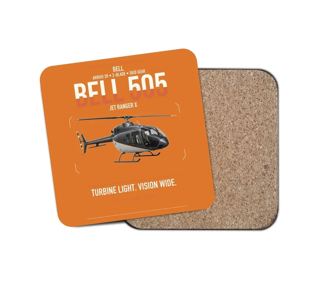 Bell 505 Jet Ranger X design on orange 1 piece coaster