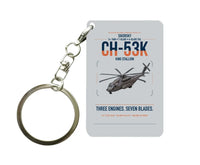 Thumbnail for Sikorsky CH-53K King Stallion design on light gray designed key chain, double-side print