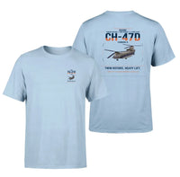Thumbnail for Boeing CH-47D design on light blue t-shirt, double-side print