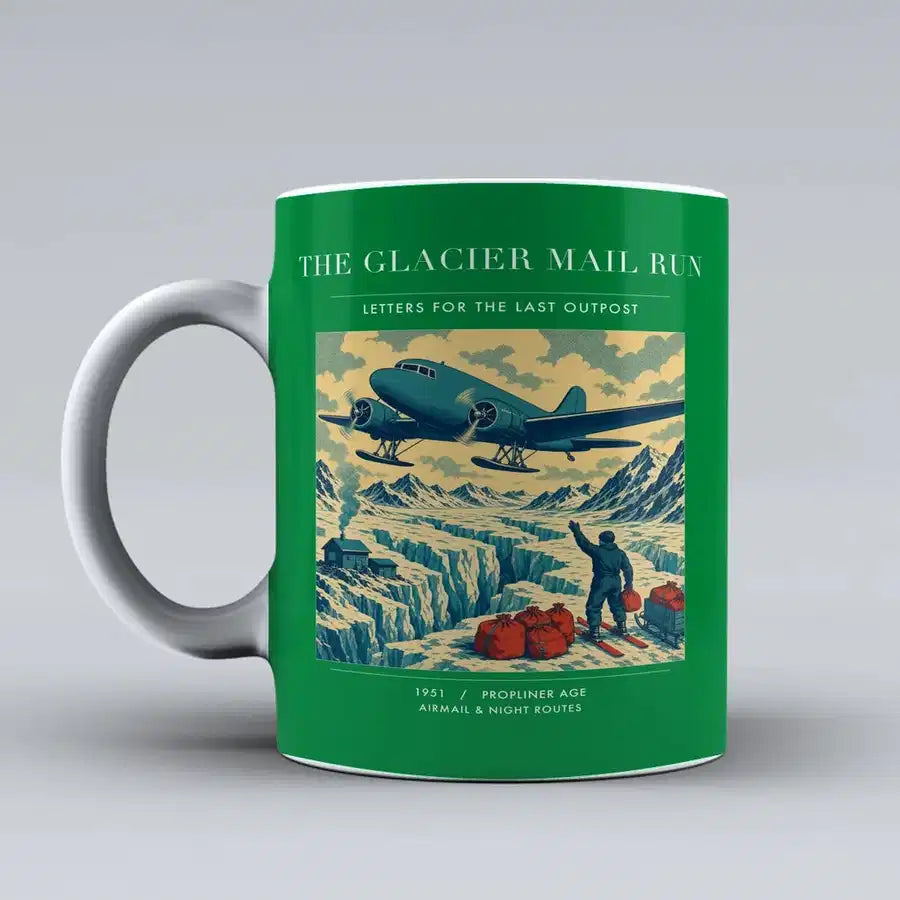 VINTAGE G4153 - The Glacier Mail Run - Ceramic Mug design on green
