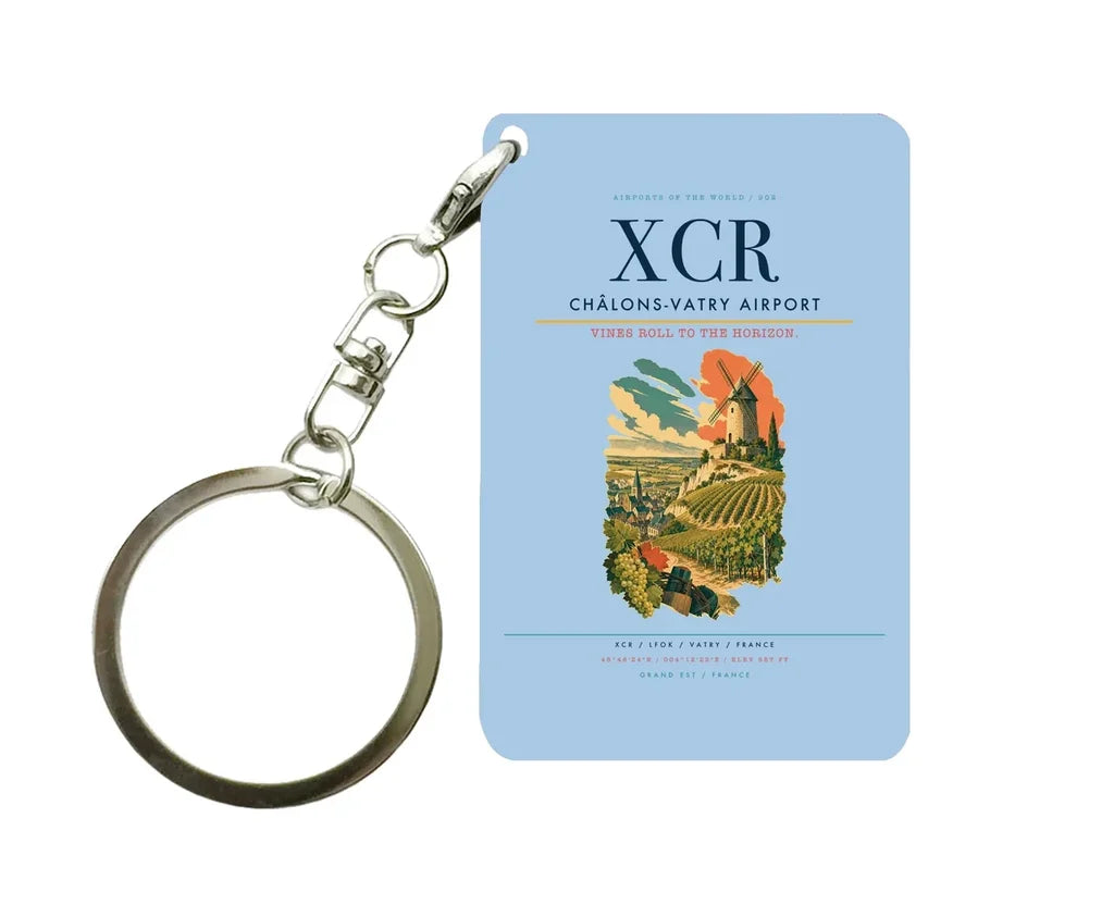 Châlons-Vatry Airport (XCR) design on light blue key chain