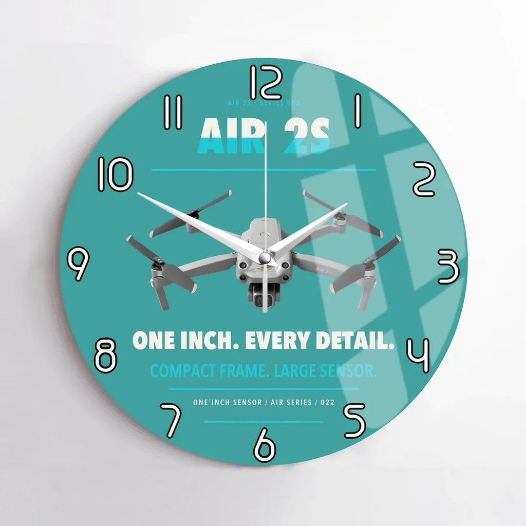 DJI Air 2S design on turquoise no frame wall clock