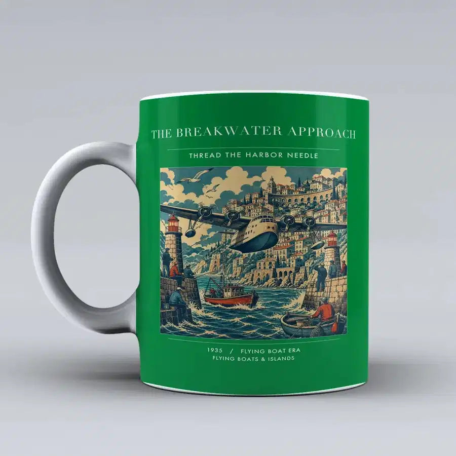 VINTAGE G4365 - The Breakwater Approach - Ceramic Mug design on green