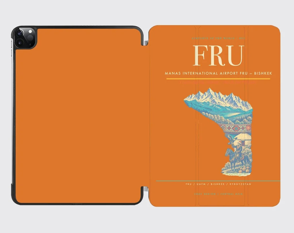 Manas International Airport (FRU) design on orange ipad tablet case