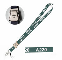 Thumbnail for Airbus A220 Flat Text seat belt lanyard - dark green