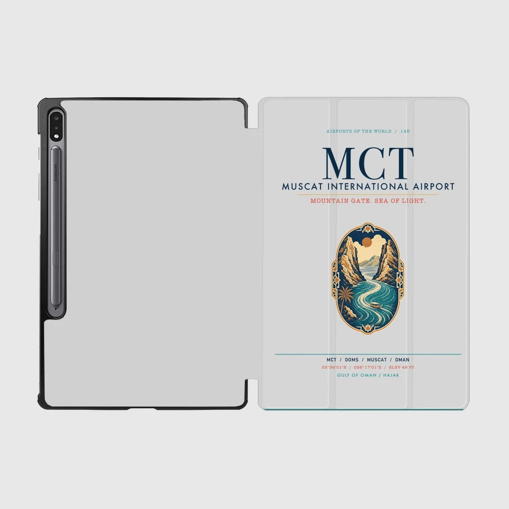 Muscat International Airport (MCT) design on light gray samsung tablet tablet case