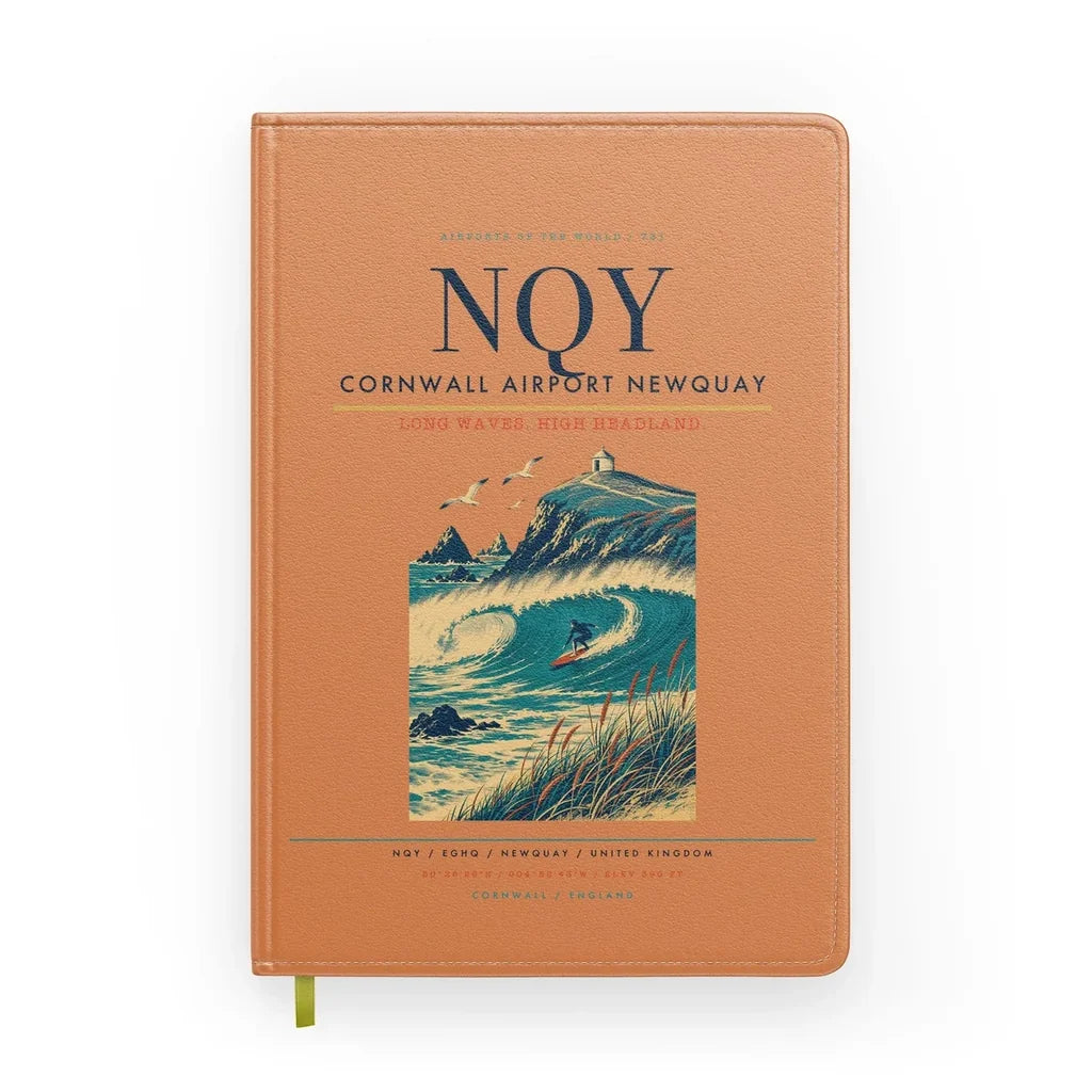 Cornwall Airport Newquay (NQY) design on orange notebook